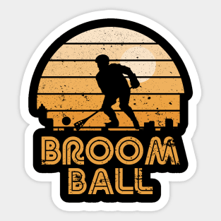 Retro Sunset Broomball Sticker